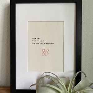 La sociedad de los poetas muertos, Carpe Diem, Robin Williams, cita mecanografiada a mano, decoración del hogar, decoración de pared, arte de máquina de escribir, impresión literaria