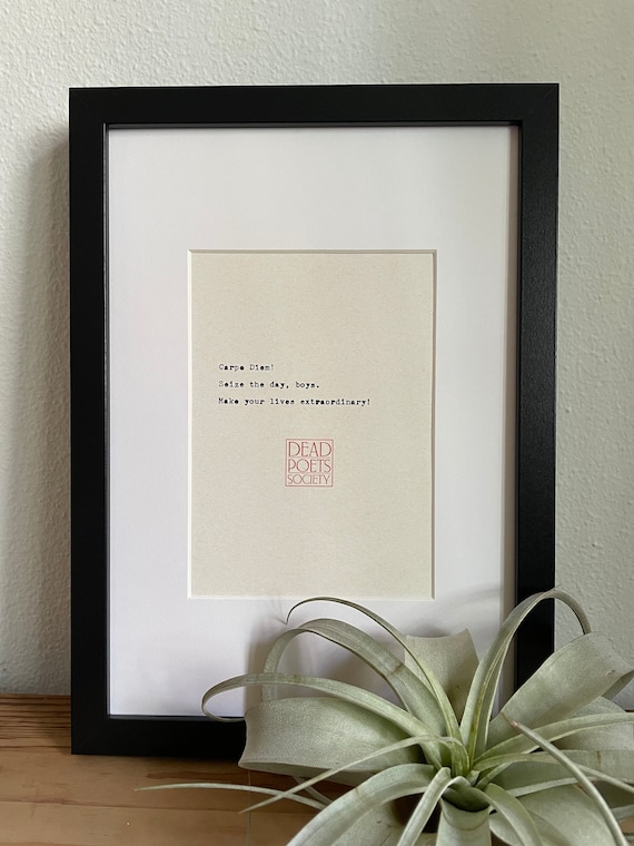 Dead Poets Society, Carpe Diem, Robin Williams, HandTyped Quote, Typewriter Art Print, Literary Wall Decor, Movie Quote Gift