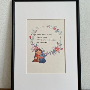 Lilo & Stitch, Ohana Means Family, Movie, HandTyped Quote, Home Decor, Wall Art Decor, Typewriter Art, Literary Print
