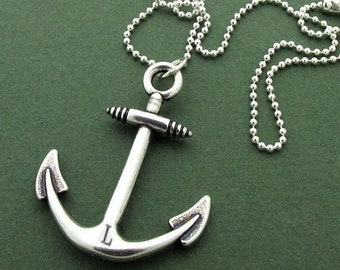 Anchor Pendant Necklace, Birthday Gift for Him, Nautical jewelry, Unisex Necklace, Personalized Nautical Pendant Silver Anchor Pendant