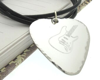 Guitar Pick Necklace Personalized Mens Necklace Plectrum Necklace Birthday Gift Music Lovers Gift Custom Leather Necklace for Men gift