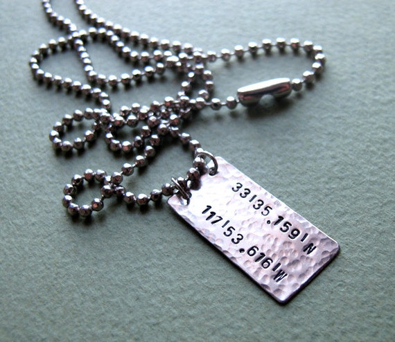 Personalized Latitude Necklace for Mens 