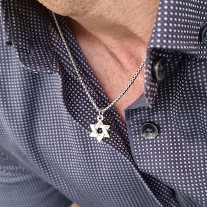 Magen David Necklace for Men - Star of David Pendant - Waterproof Stainless Steel David Star Necklace - Jewish Religious pendants Mens Gift