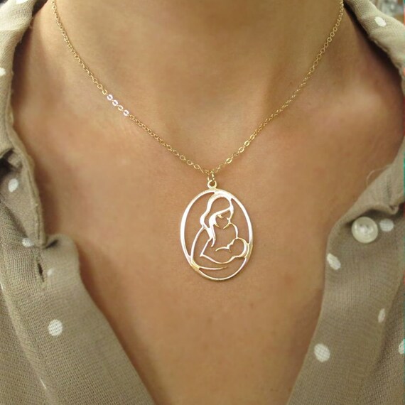 Mother and Child Necklace Gift for 
