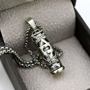 Mezuzah Necklace with Scroll Jewish Mens Gift Jewish Jewelry Sterling Silver Jewish Pendant Gift for Him Gift Bar Mitzvah Jewish Necklace