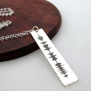 Soundwave Necklace Birthday Gift for Her Sterling Silver Jewelry Unique Gift Ideas Voice recorded Pendant Personalized Birthday Gift