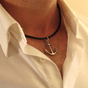 Silver Anchor Necklace for Мen Personalized Nautical Gifts for him Gift for Sailor Antique silver Anchor Pendant Sailor Boyfriend Gift Men
