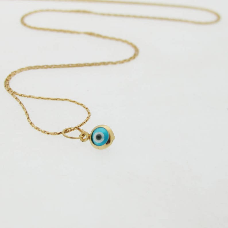 Evil Eye Necklace Choker Necklace 14K Gold Filled Jewelry Kabbalah Pendant Eye Pendant Gold Chokers Protective Jewelry delicate necklace image 3