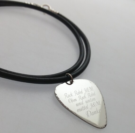Guitar Pick Necklace Personalized Mens Necklace Plectrum Necklace Birthday Gift for Him Music Lovers Gift Custom Leather Necklace for Men Etsy