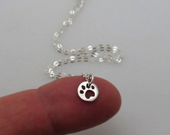 Sterling Silver Paw Charm Necklace - Pet Lovers Necklace - Minimalist Necklace - Dog Paw Pendant - Summery Necklace - Paw Necklace - Artisan