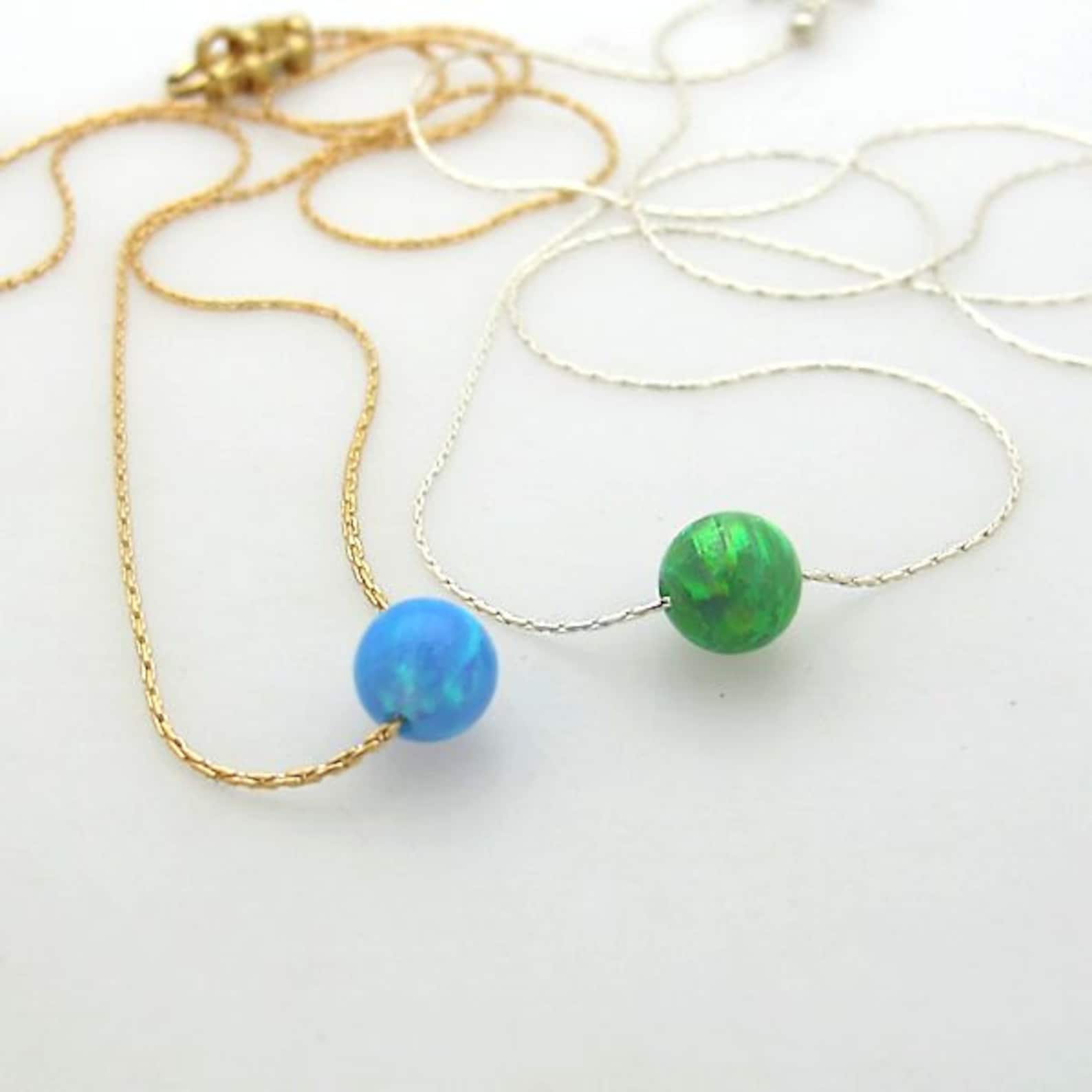 Turquoise Opal necklace Small Opal Necklace Gold Filled Etsy