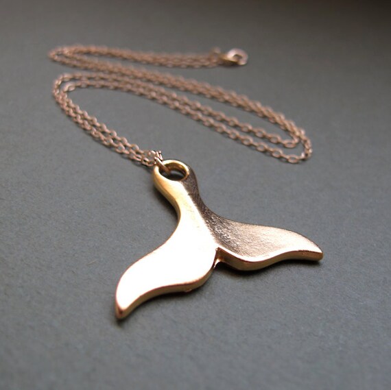 Gold Whale Tail Necklace Dainty 14K 