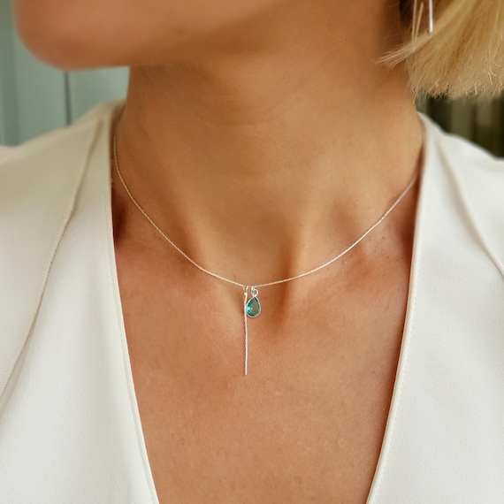 Blue Teardrop Pendant Necklace Aquamarine Swarovski Crystal Jewelry Gifts for Women Girls Sterling Silver Choker Drop Necklaces for Women Etsy