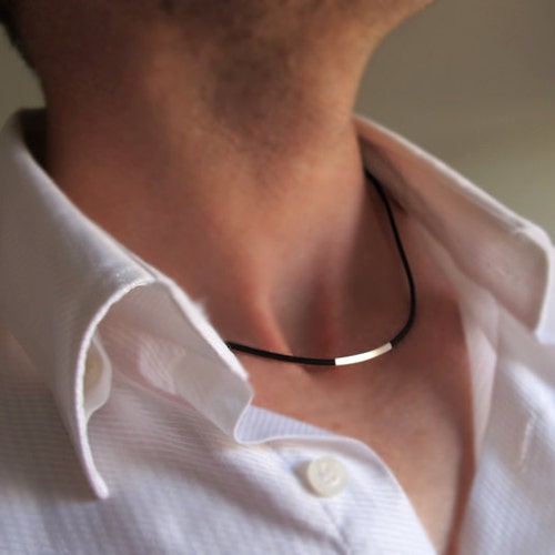 Leather Mens Necklace. Mens Choker 