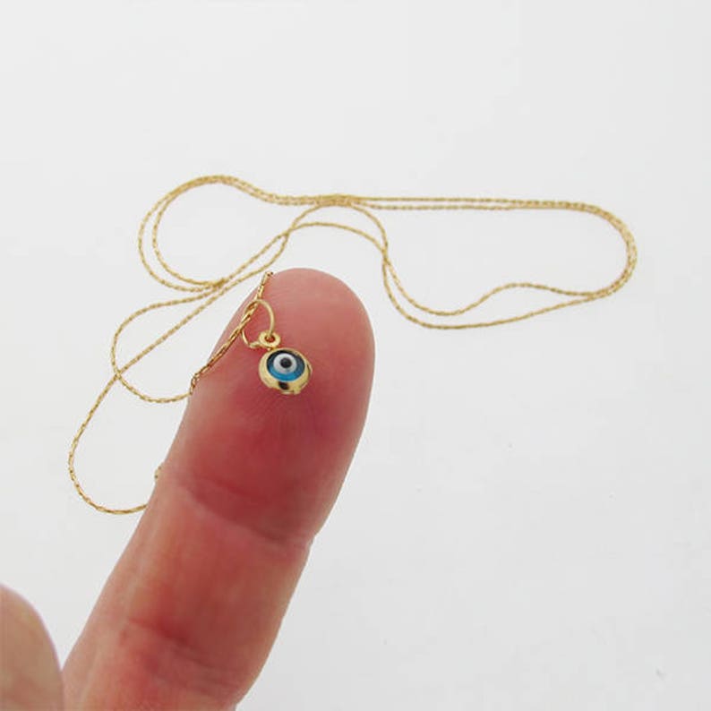 Evil Eye Necklace Choker Necklace 14K Gold Filled Jewelry Kabbalah Pendant Eye Pendant Gold Chokers Protective Jewelry delicate necklace image 4