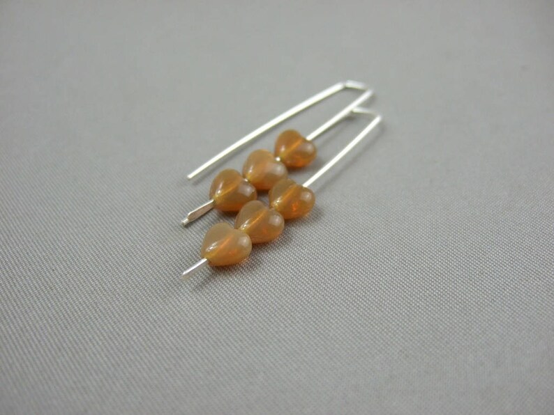 Handmade Jewelry Brown Heart Earrings Valentine/'s Day Gift Gift For Her Tiny Love Heart Earrings