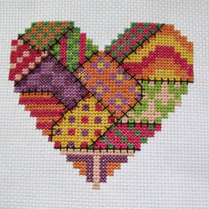 Patchwork Heart Cross Stitch PDF Pattern Instant Digital Download