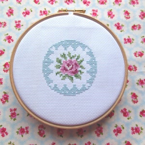 Rose Cross Stitch PDF Pattern Cath Kidston Style Instant Digital Download