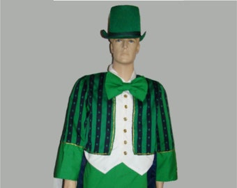 Leprechaun Costume Medium Adult Shamrock Stripe Fabric St Patrick's Day Parade Irish Halloween Theater