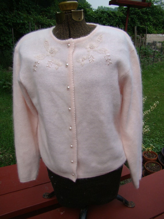 Vintage Angora Sweater Lovely Soft Woman's Pale P… - image 1