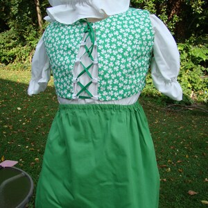 Child Irish Lass Costume Size 4 Shamrock Fabric Lace Front 4 Piece Halloween St Patrick's Day Dress Up new Free Shipping image 4