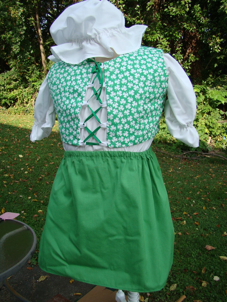 Child Irish Lass Costume Size 4 Shamrock Fabric Lace Front 4 Piece Halloween St Patrick's Day Dress Up new Free Shipping image 4