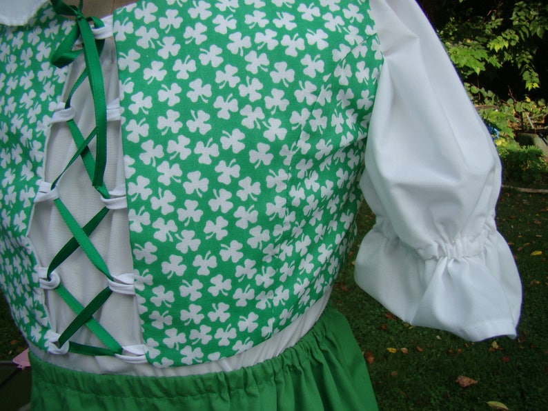 Child Irish Lass Costume Size 4 Shamrock Fabric Lace Front 4 Piece Halloween St Patrick's Day Dress Up new Free Shipping image 5