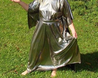 Queen/King Robe: Mottled Silver & Gold Wizard Costume, Halloween, Theater, Beetlejuice Character