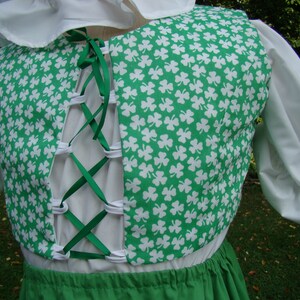 Child Irish Lass Costume Size 4 Shamrock Fabric Lace Front 4 Piece Halloween St Patrick's Day Dress Up new Free Shipping image 2