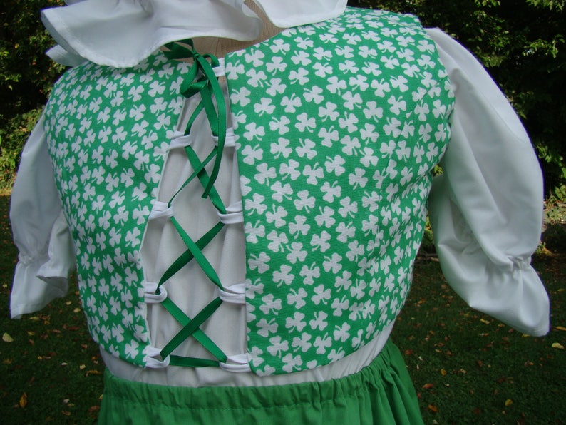 Child Irish Lass Costume Size 4 Shamrock Fabric Lace Front 4 Piece Halloween St Patrick's Day Dress Up new Free Shipping image 2