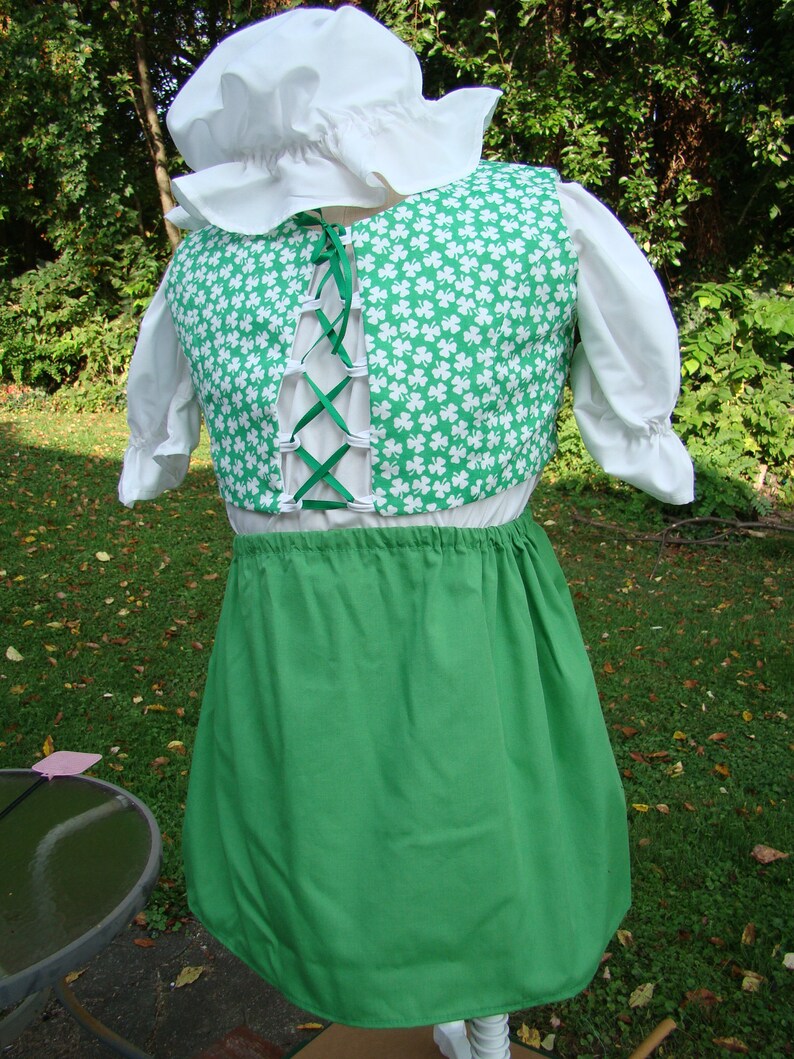 Child Irish Lass Costume Size 4 Shamrock Fabric Lace Front 4 Piece Halloween St Patrick's Day Dress Up new Free Shipping image 7