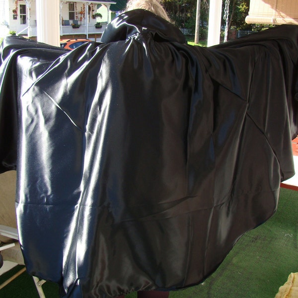 Black Satin Cape Magician, Dracula, Phantom of the Opera Versatile Unisex Halloween, Theater, Parade, Faire, Renaissance