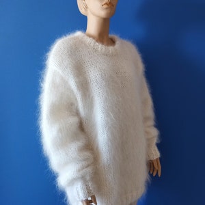 Made to Order New Hand Knitted WHITE MOHAIR Sweater Size S - Etsy