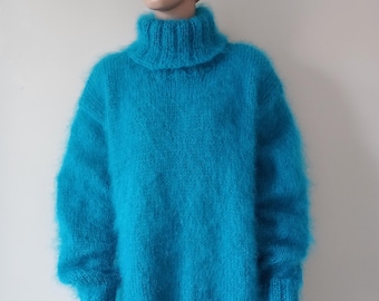 Made to order ! New Hand Knitted Turtleneck Mohair Sweater