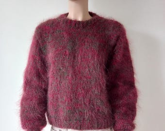 New HAND KNITTED Fluffy Mohair Sweater