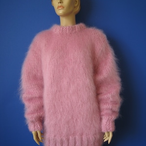 Made To Order ! New HAND KNITTED Fluffy PINK Mohair Sweater
