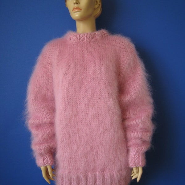 Made To Order ! New HAND KNITTED PINK Mohair Sweater