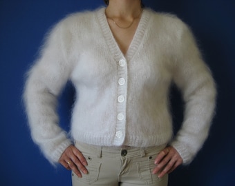 New HAND KNITTED White Mohair Bolero