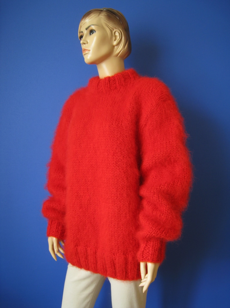 Made To Order New HAND KNITTED Red MOHAIR Sweater image 2