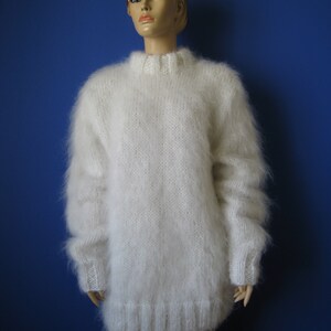 Fabriqué sur commande ! Nouveau pull en MOHAIR BLANC tricoté à la main Tailles S, M, L, XL