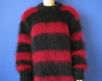 Nuevo suéter de mohair esponjoso tejido a mano