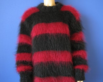 New HAND KNITTED Striped MOHAIR Sweater