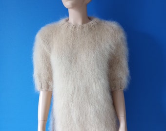Ready To Ship ! New HAND KNITTED MOHAIR T-shirt Sweater Size M