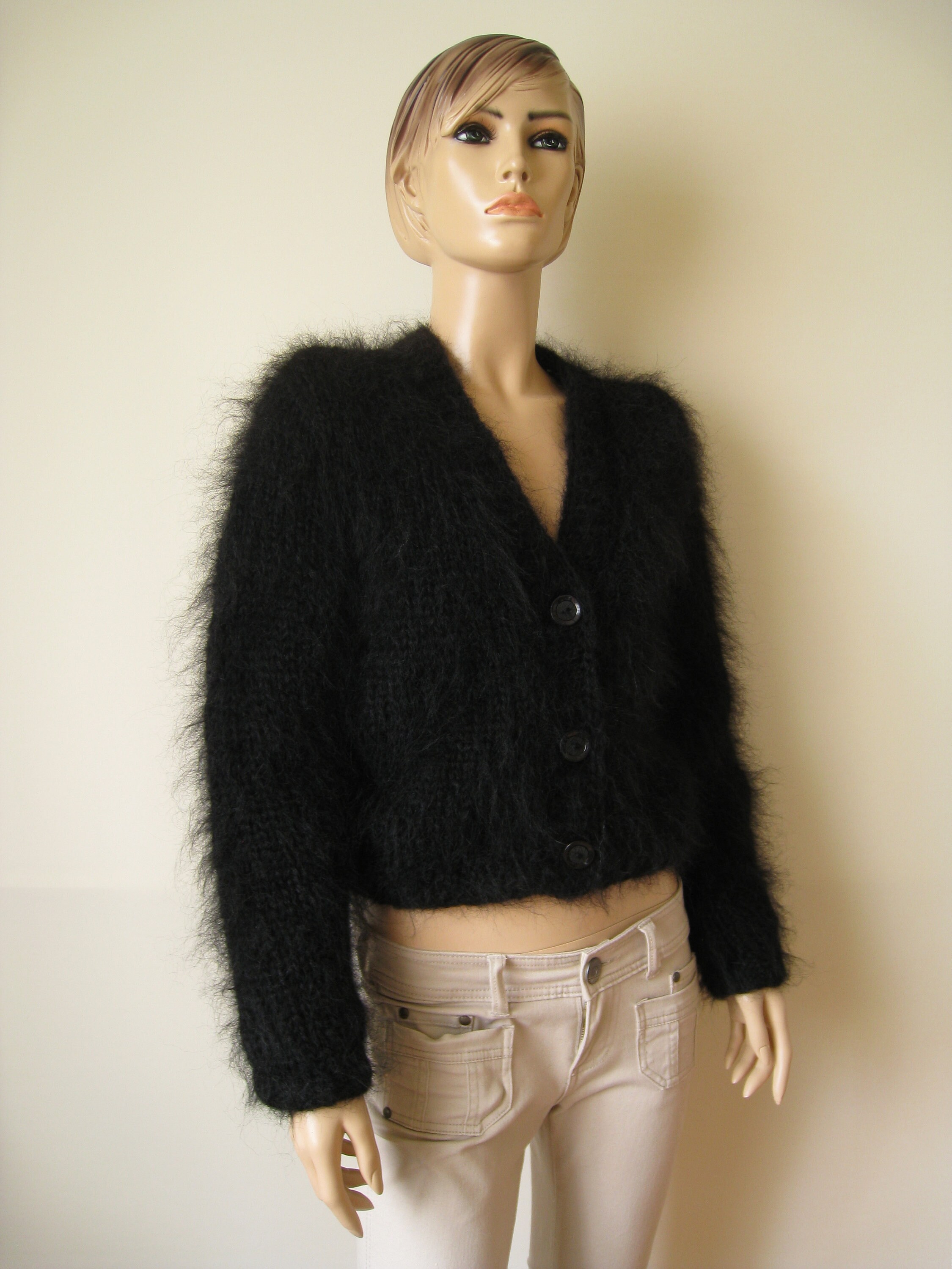 Made to order Hand knitted Black Mohair Bolero Etsy