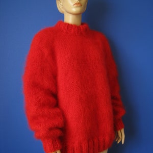 Made To Order New HAND KNITTED Red MOHAIR Sweater image 3