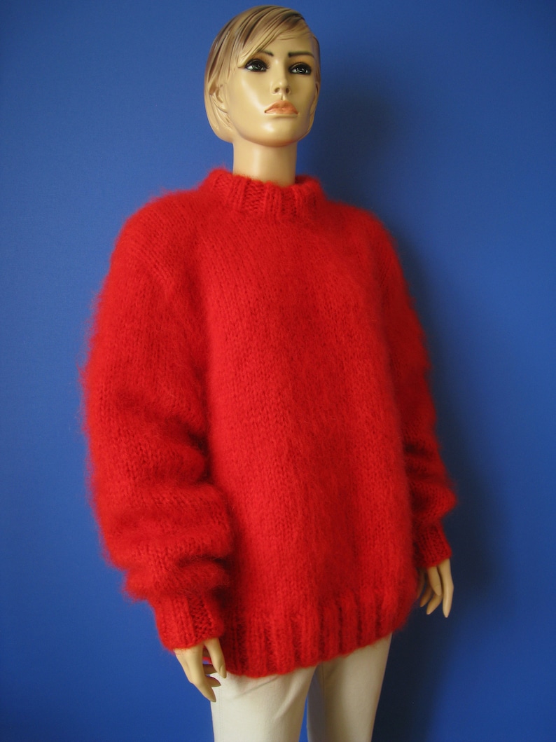 Made To Order New HAND KNITTED Red MOHAIR Sweater image 3