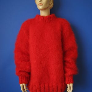 Made To Order ! New HAND KNITTED Fluffy Red MOHAIR Sweater