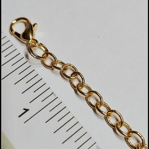 5 inch Extender,  Necklace, Pendant, Gold plated Curb  Chain Extender, Single  Small Lobster claw clasp, Soldered links