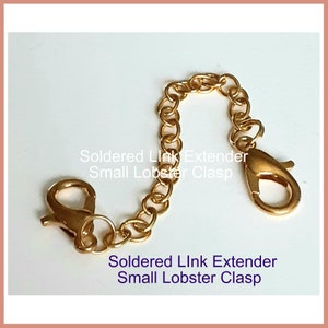 2, 3, 4, 5, 6 inch Double Small Lobster Extender Chain,  Gold Soldered Links, Choker, Anklet, Bracelet, Necklace Extender