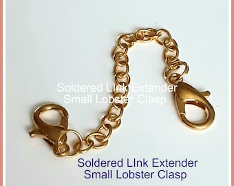 2, 3, 4, 5, 6 inch Double Small Lobster Extender Chain,  Gold Soldered Links, Choker, Anklet, Bracelet, Necklace Extender